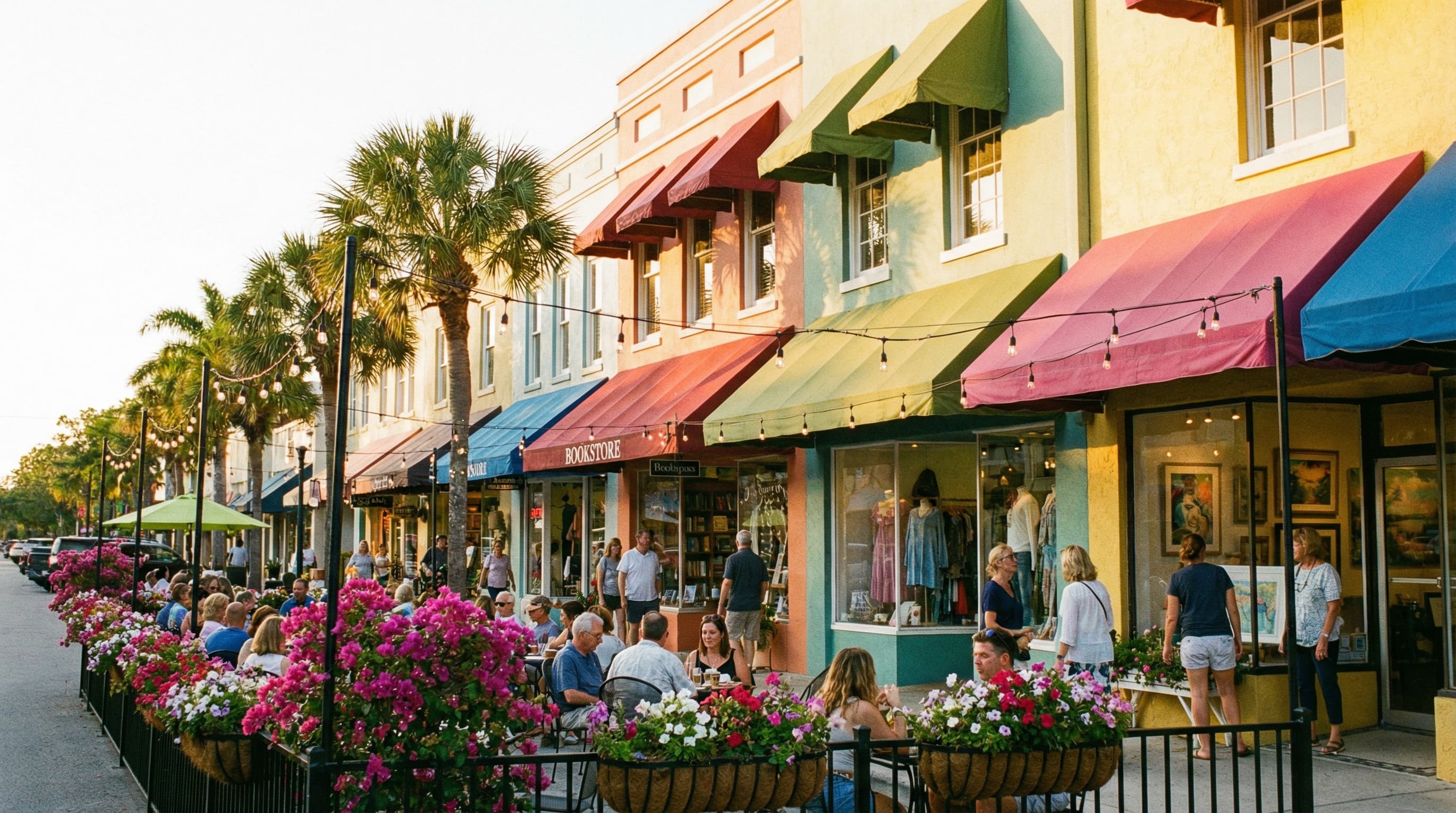 Charming local shops and boutiques on a Florida main street