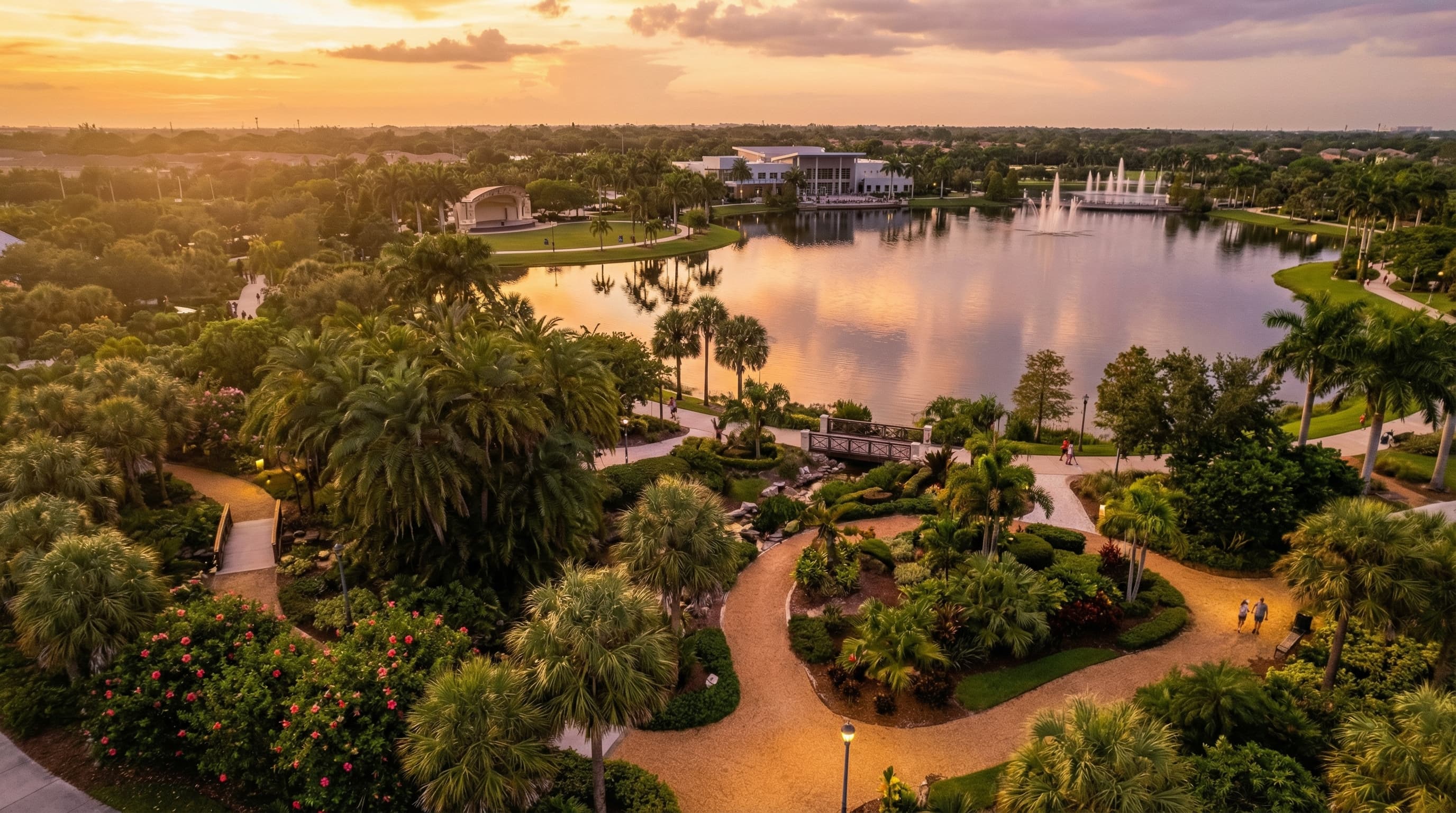 Aerial view of Mid-Town Lakeland at golden hour